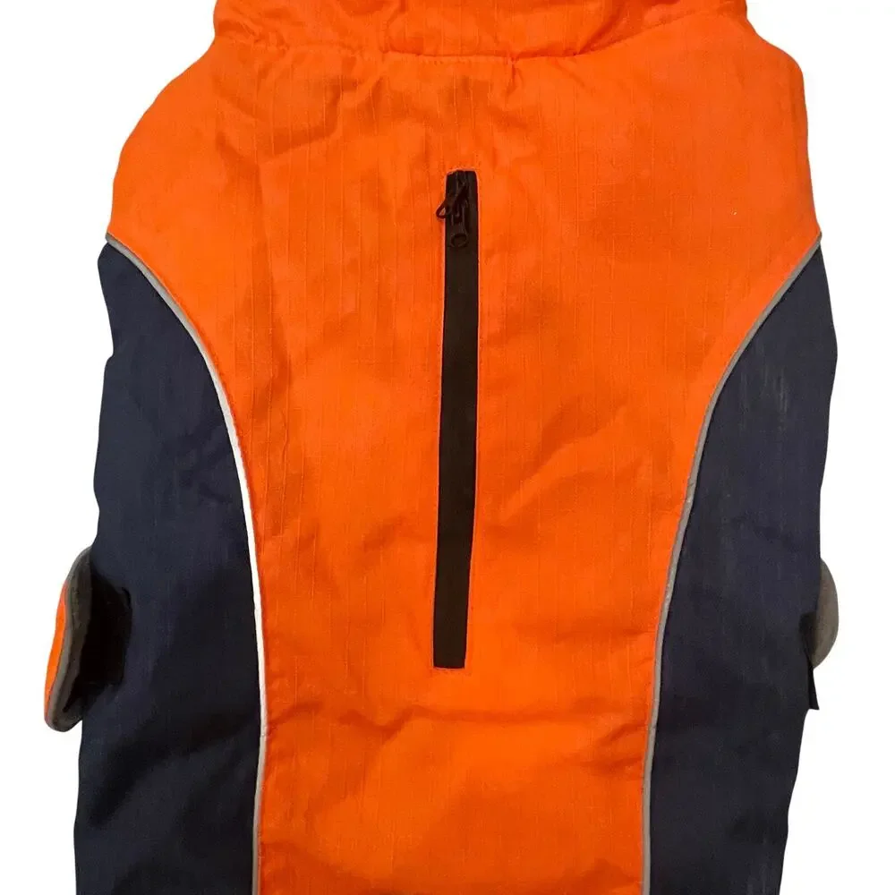 Eddie Bauer Orcas Dog Jacket Large Reversible Windbreaker Orange Fleece Vest